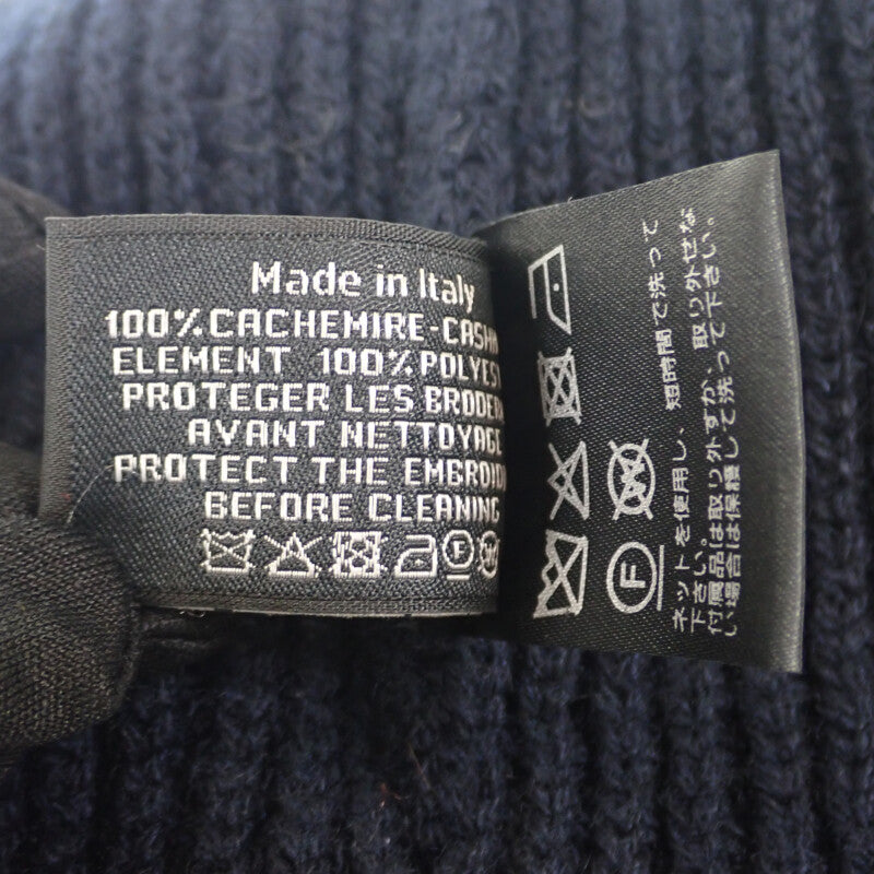 シャネル CHANEL ロゴ入り ニット帽 AA8313 ニットキャップ カシミヤ ネイビー レディース メンズ【中古】【Aランク】