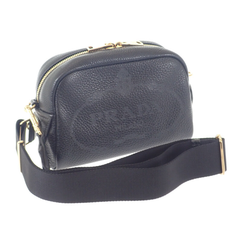 プラダ PRADA ヴィッテロダイノ 1BH187 ショルダーバッグ レザー ブラック NERO レディース メンズ【中古】【Aランク】