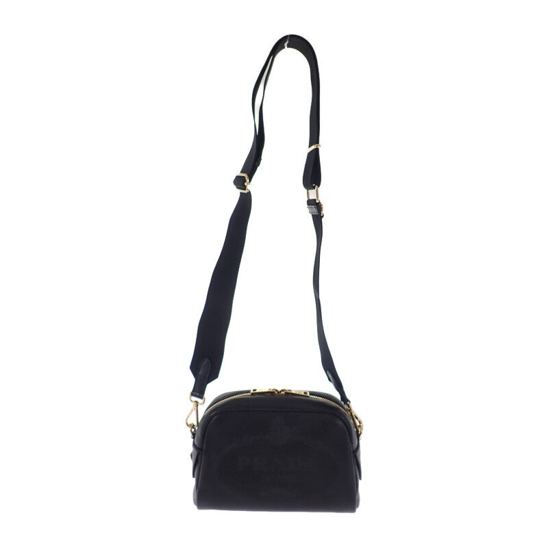 プラダ PRADA ヴィッテロダイノ 1BH187 ショルダーバッグ レザー ブラック NERO レディース メンズ【中古】【Aランク】