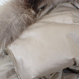 モンクレール MONCLER CUPIDONE 1 H20931A0013559685 ダウンジャケット ナイロン ブルーフロストフォックスファー グレー レディース【中古】【ABランク】