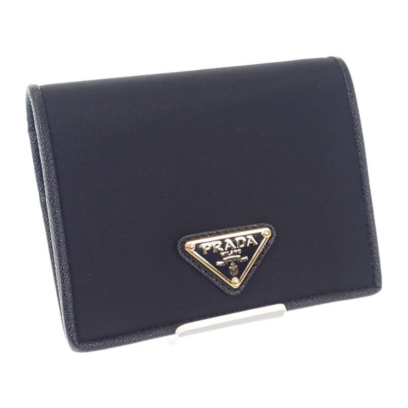 プラダ PRADA Re-Nylon テスートコンパクトウォレット 1MV204 二つ折り財布 サフィアーノ ナイロン ブラック レディース メンズ【中古】【SAランク】