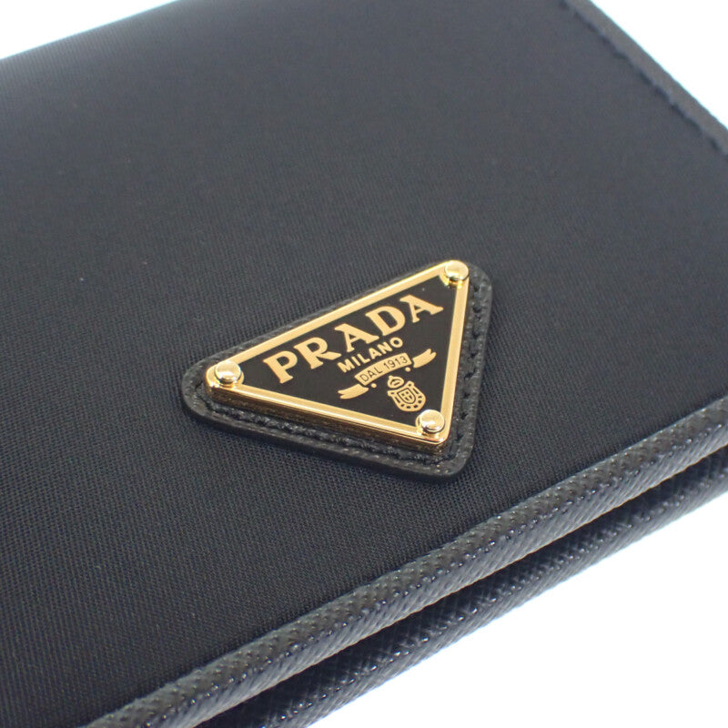 プラダ PRADA Re-Nylon テスートコンパクトウォレット 1MV204 二つ折り財布 サフィアーノ ナイロン ブラック レディース メンズ【中古】【SAランク】