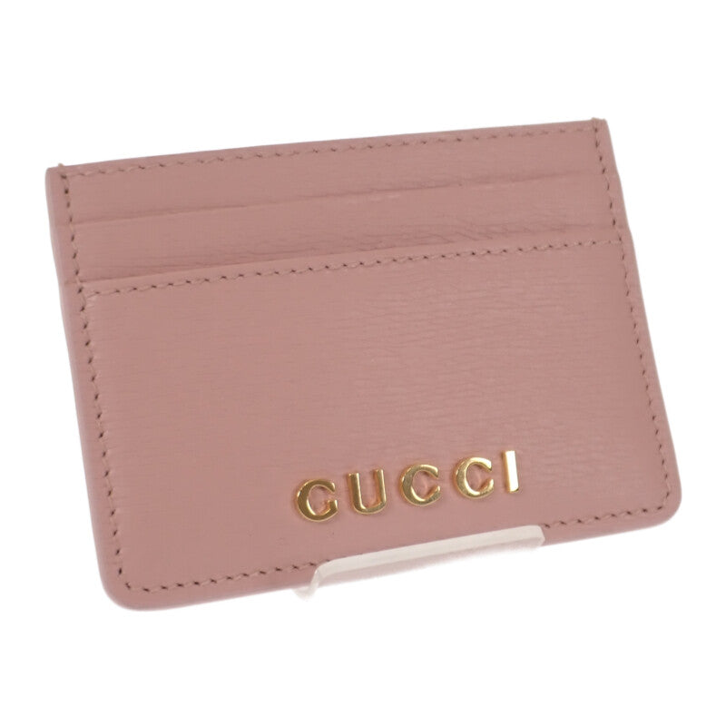 グッチ GUCCI スクリプト 7734280OP0N5909 カードケース レザー ライトピンク ゴールド金具 レディース【中古】【Sランク】