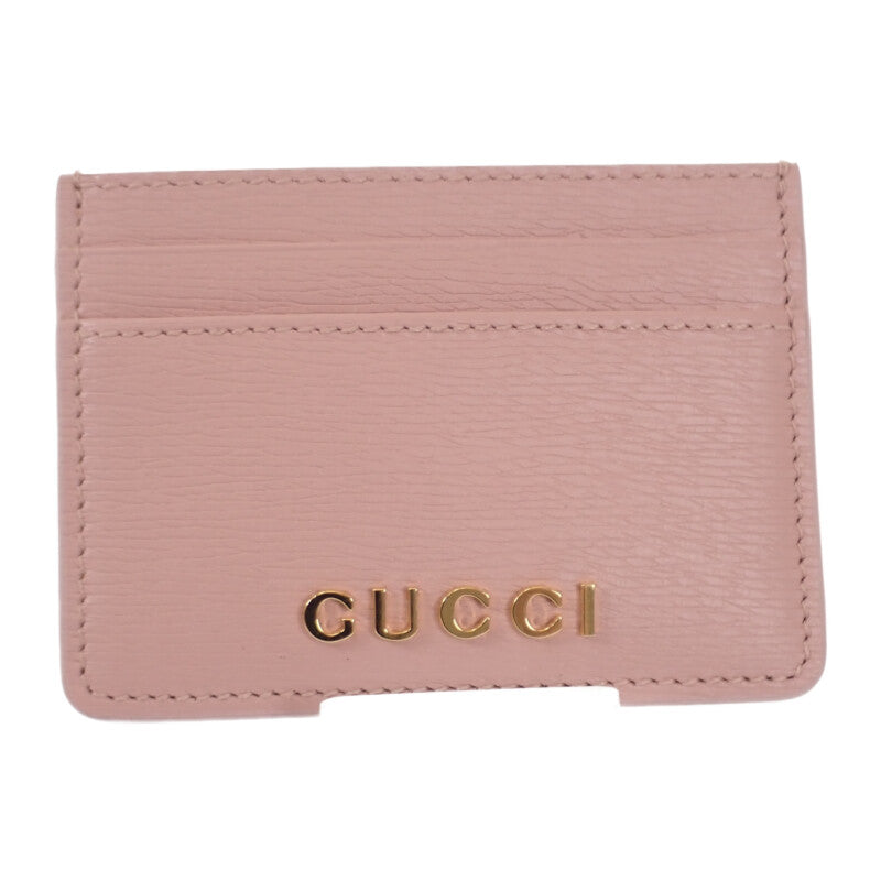 グッチ GUCCI スクリプト 7734280OP0N5909 カードケース レザー ライトピンク ゴールド金具 レディース【中古】【Sランク】