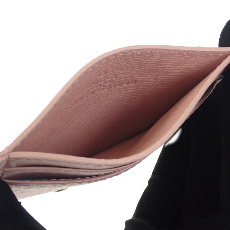 グッチ GUCCI スクリプト 7734280OP0N5909 カードケース レザー ライトピンク ゴールド金具 レディース【中古】【Sランク】