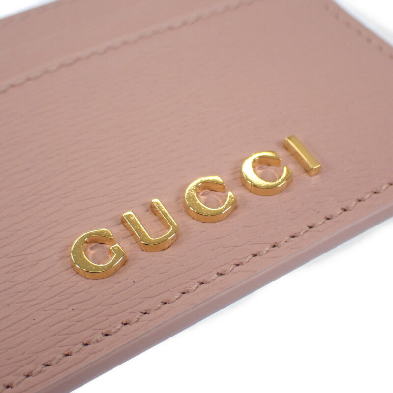 グッチ GUCCI スクリプト 7734280OP0N5909 カードケース レザー ライトピンク ゴールド金具 レディース【中古】【Sランク】
