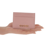 グッチ GUCCI スクリプト 7734280OP0N5909 カードケース レザー ライトピンク ゴールド金具 レディース【中古】【Sランク】