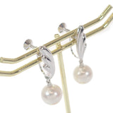 【中古】ミキモト MIKIMOTO フェザー パール イヤリング K18ホワイトゴールド アコヤ真珠 レディース【Aランク】