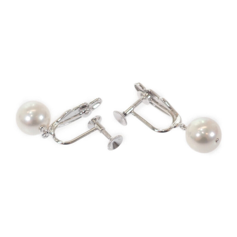 【中古】ミキモト MIKIMOTO フェザー パール イヤリング K18ホワイトゴールド アコヤ真珠 レディース【Aランク】