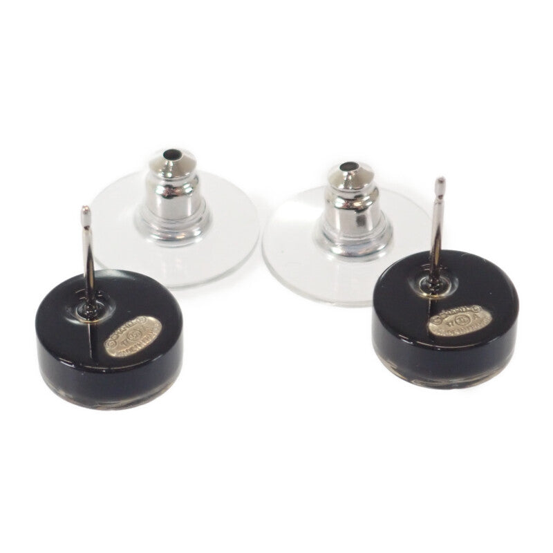 シャネル CHANEL CC ラウンド 17A ピアス ラインストーン ブラック シルバー金具 レディース【中古】【ABランク】