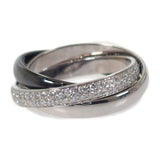 カルティエ CARTIER トリニティ SM フルエタニティ 11号 B4235451 リング K18ホワイトゴールド セラミック ブラック ダイヤモンド レディース【中古】【Aランク】