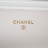 シャネル CHANEL クラシック チェーンウォレット AP0250 ショルダーバッグ キャビアスキン ホワイト ゴールド金具 レディース【中古】【Aランク】