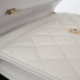 シャネル CHANEL クラシック チェーンウォレット AP0250 ショルダーバッグ キャビアスキン ホワイト ゴールド金具 レディース【中古】【Aランク】