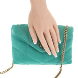 【商談中/対象者以外注文不可】【中古】サンローラン SAINT LAURENT ルル パファー トイバッグ 620333 ショルダーバッグ キャンバス レザー グリーン ゴールド金具 レディース【Aランク】