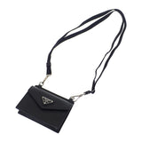 プラダ PRADA トライアングル 1TL404 カードケース サフィアーノ ブラック レディース【中古】【Aランク】