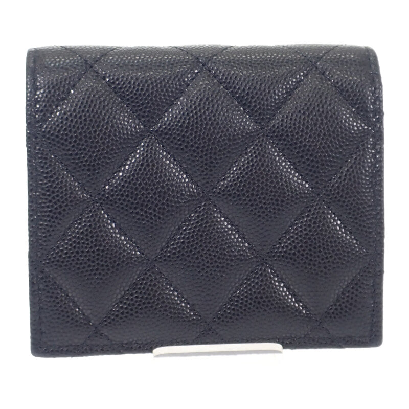 シャネル CHANEL マトラッセ コンパクトウォレット AP4248B1821294305 二つ折り財布 キャビアスキン ブラック ゴールド金具 レディース【中古】【Aランク】
