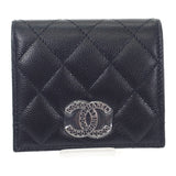 シャネル CHANEL マトラッセ コンパクトウォレット AP3828B1562094305 二つ折り財布 キャビアスキン ブラック シルバー金具 レディース【中古】【SAランク】