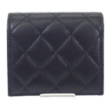 シャネル CHANEL マトラッセ コンパクトウォレット AP3828B1562094305 二つ折り財布 キャビアスキン ブラック シルバー金具 レディース【中古】【SAランク】