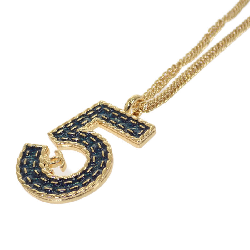 シャネル CHANEL No.5 ロング ネックレス メタル ゴールド ブルー レディース【中古】【Aランク】
