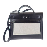 エルメス HERMES エールバッグジップPM 2WAYバッグ ハンドバッグ トワルアッシュベルリンヌ×ヴァッシュハンター ブラック シルバー金具 レディース【中古】【ABランク】