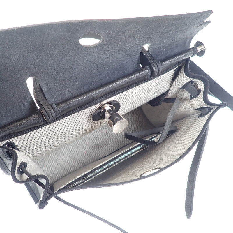 エルメス HERMES エールバッグジップPM 2WAYバッグ ハンドバッグ トワルアッシュベルリンヌ×ヴァッシュハンター ブラック シルバー金具 レディース【中古】【ABランク】