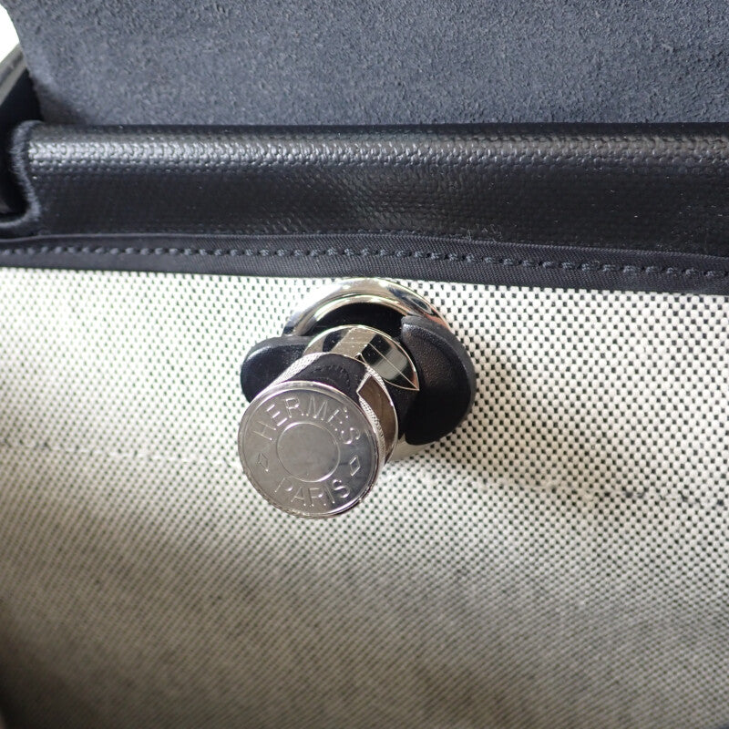 エルメス HERMES エールバッグジップPM 2WAYバッグ ハンドバッグ トワルアッシュベルリンヌ×ヴァッシュハンター ブラック シルバー金具 レディース【中古】【ABランク】