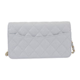 シャネル CHANEL フラップ フォンケース AP3744 ショルダーバッグ グレインドカーフスキン ライトブルー ゴールド金具 レディース【中古】【Aランク】