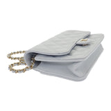 シャネル CHANEL フラップ フォンケース AP3744 ショルダーバッグ グレインドカーフスキン ライトブルー ゴールド金具 レディース【中古】【Aランク】