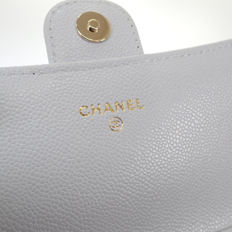 シャネル CHANEL フラップ フォンケース AP3744 ショルダーバッグ グレインドカーフスキン ライトブルー ゴールド金具 レディース【中古】【Aランク】