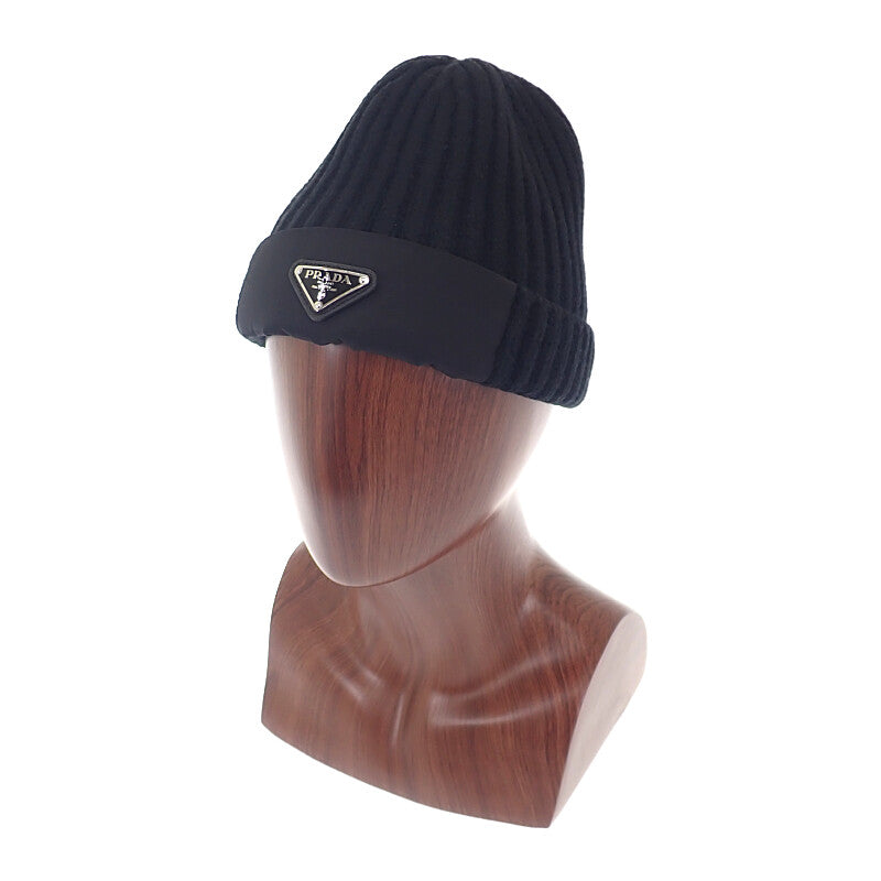 PRADA Shaker Gabardine x Wool M UMD446_1WTO_F0002_S_202 Knit Cap Wool Nylon Black Men's
