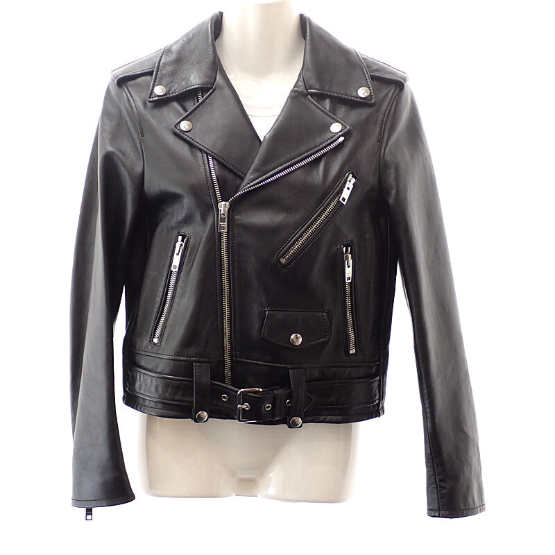 セリーヌ CELINE クラシックバイカー 38 2E134050O.38NO ライダースジャケット ラムスキン ブラック レディース【中古】【Aランク】