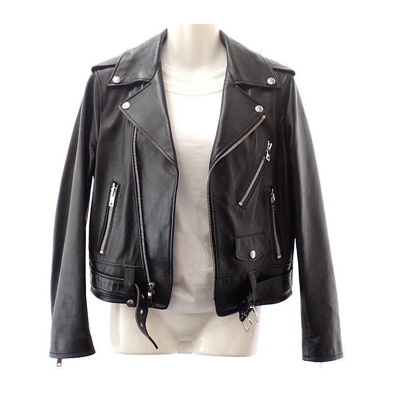 セリーヌ CELINE クラシックバイカー 38 2E134050O.38NO ライダースジャケット ラムスキン ブラック レディース【中古】【Aランク】