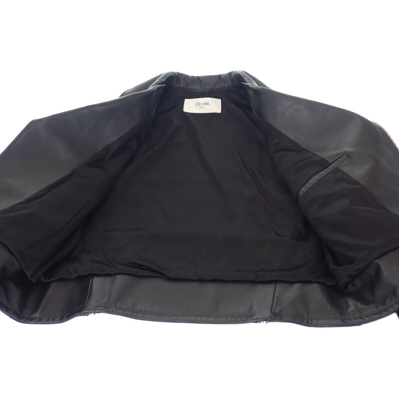 セリーヌ CELINE クラシックバイカージャケット 38 2E134050O.38NO ライダースジャケット ラムスキン ブラック レディース メンズ【中古】【Aランク】