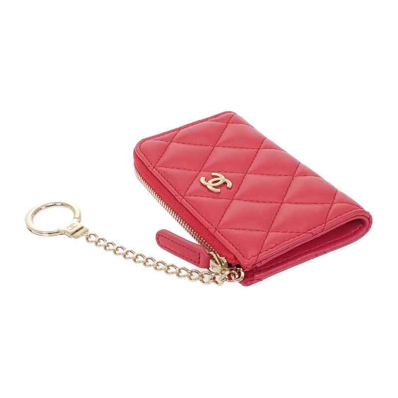 シャネル CHANEL マトラッセ キーリング付き AP0221 コインケース ラムスキン ピンク ゴールド金具 レディース【中古】【Aランク】