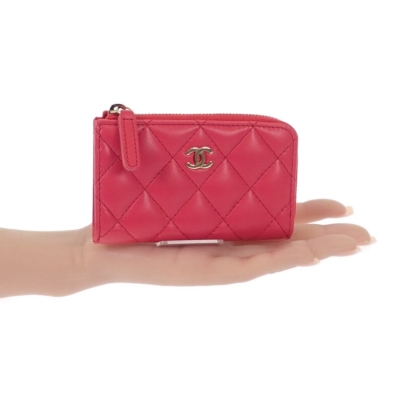 シャネル CHANEL マトラッセ キーリング付き AP0221 コインケース ラムスキン ピンク ゴールド金具 レディース【中古】【Aランク】
