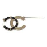 シャネル CHANEL ココマーク ブローチ メタル レザー クリスタル ゴールド レディース【中古】【ABランク】