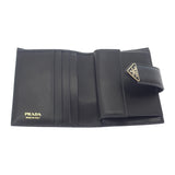 【中古】プラダ PRADA トライアングルロゴ 1MV2042C7XF0002 二つ折り財布 サフィアーノ ブラック ゴールド金具 レディース【SAランク】
