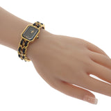 シャネル CHANEL プルミエール L H0001 腕時計 GP レザー クオーツ ブラック文字盤 レディース【中古】【Aランク】