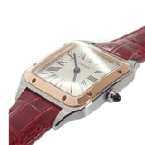 カルティエ CARTIER サントスデュモン SM W2SA0012 腕時計 ステンレススチール K18ピンクゴールド カーフレザー クオーツ シルバー文字盤 レディース メンズ【中古】【Aランク】