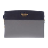 プラダ PRADA エスプラナードバッグ 1BH043 ショルダーバッグ サフィアーノ グレー ブラック レディース【中古】【ABランク】