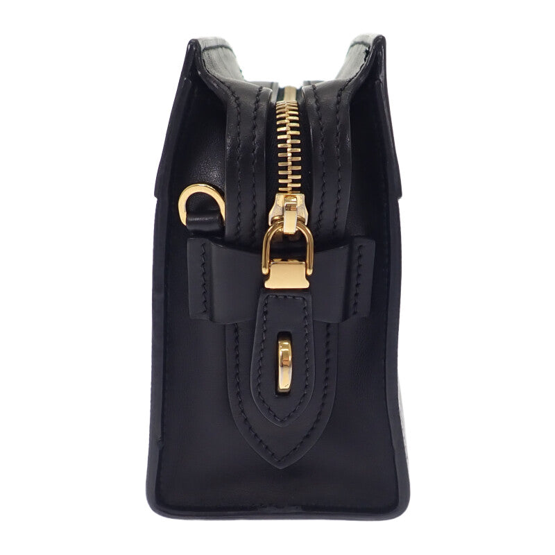 プラダ PRADA エスプラナードバッグ 1BH043 ショルダーバッグ サフィアーノ グレー ブラック ゴールド金具 レディース【中古】【ABランク】