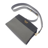 プラダ PRADA エスプラナードバッグ 1BH043 ショルダーバッグ サフィアーノ グレー ブラック レディース【中古】【ABランク】