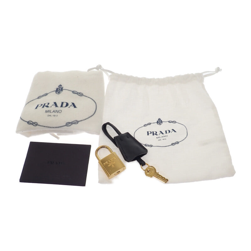 プラダ PRADA エスプラナードバッグ 1BH043 ショルダーバッグ サフィアーノ グレー ブラック ゴールド金具 レディース【中古】【ABランク】
