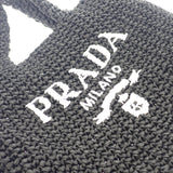 【中古】プラダ PRADA スモール クロシェ ラフィア風 1BG422 トートバッグ ブラック レディース【Aランク】