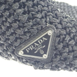 【中古】プラダ PRADA スモール クロシェ ラフィア風 1BG422 トートバッグ ブラック レディース【Aランク】