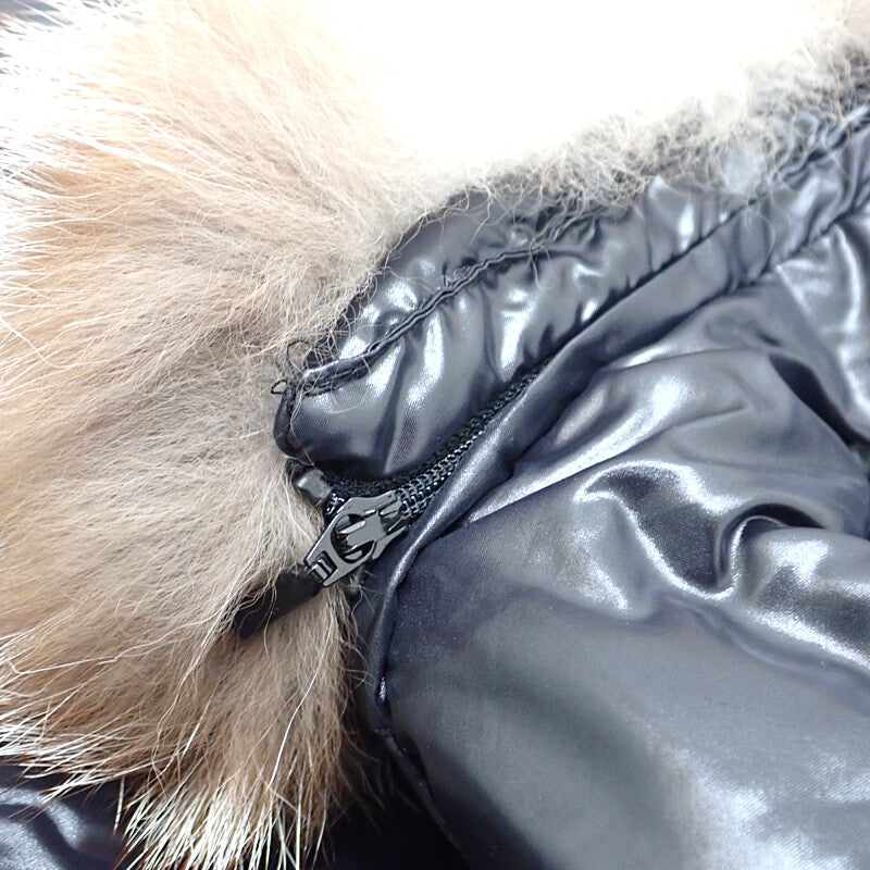 MONCLER 蒙口 附毛領長款羽絨外套 H20931C00069_C0065 尼龍 黑色 女款【中古】【AB級】