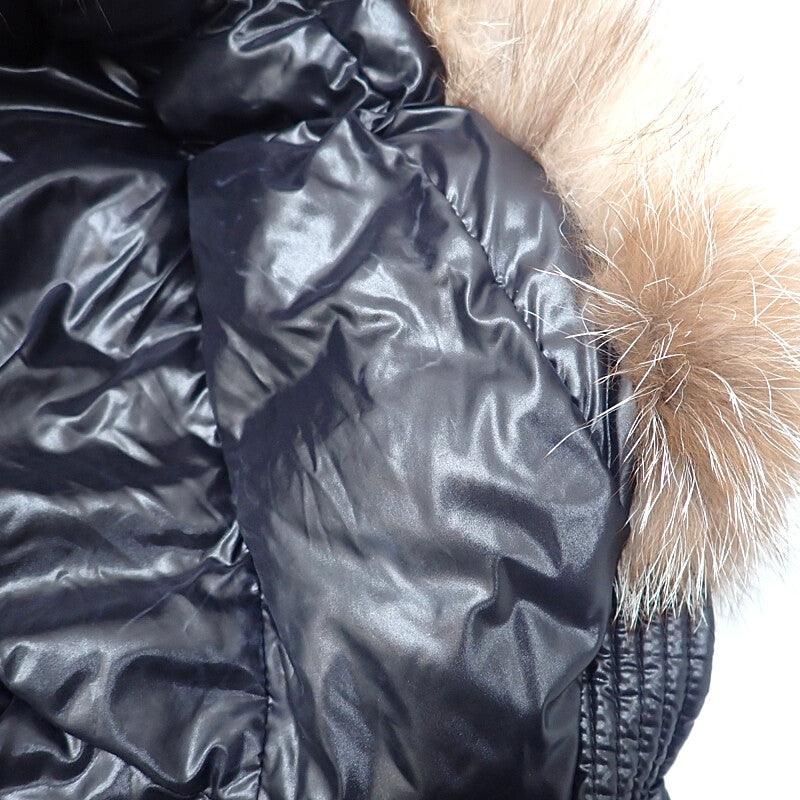 MONCLER 蒙口 附毛領長款羽絨外套 H20931C00069_C0065 尼龍 黑色 女款【中古】【AB級】