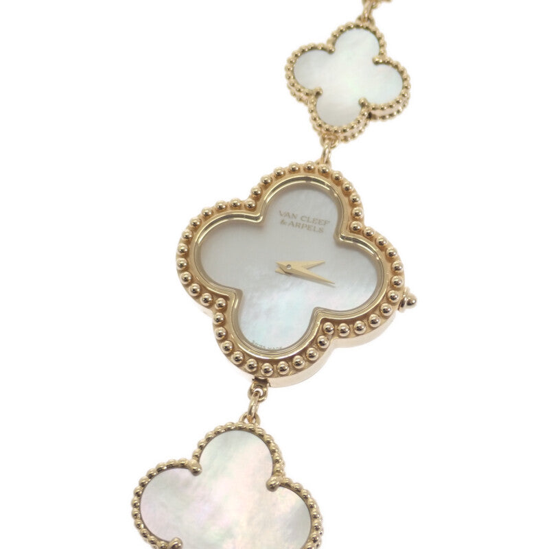 ヴァンクリーフ&アーペル Van Cleef & Arpels アルハンブラ ウォッチ スモール VCARO40T00 腕時計 K18イエローゴールド クオーツ ホワイトシェル文字盤 レディース【中古】【ABランク】
