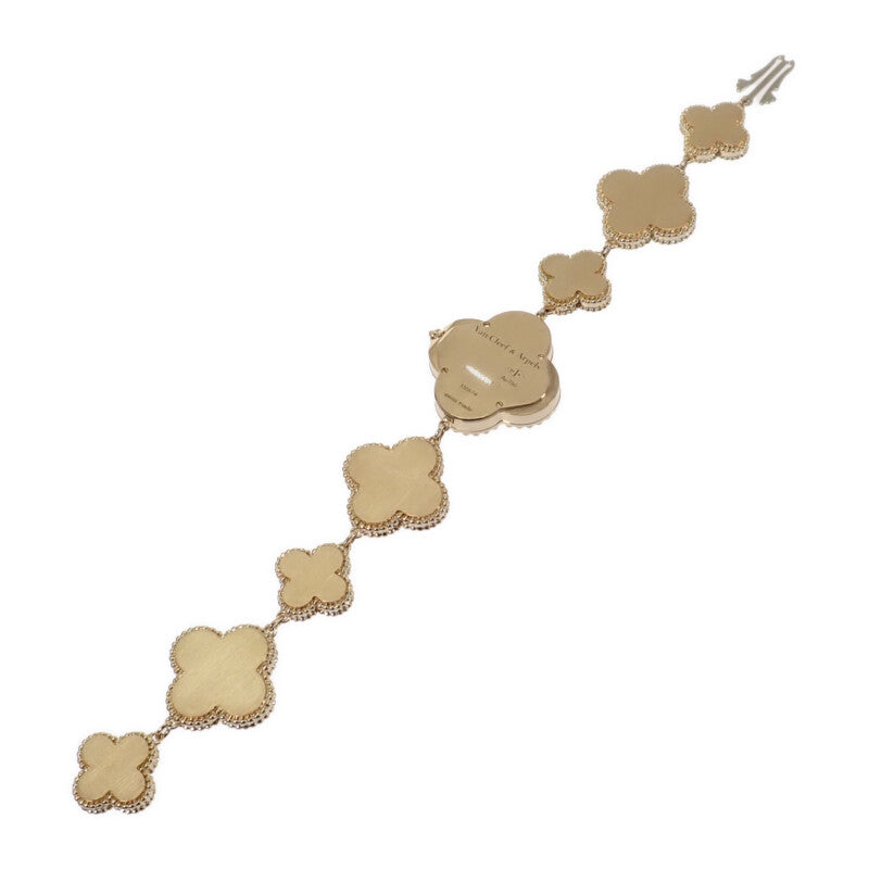 Van Cleef & Arpels 梵克雅寶 Alhambra 阿爾罕布拉 小型腕錶 VCARO40T00 K18黃金 石英 白色貝殼面盤 女錶 【中古】【AB級】