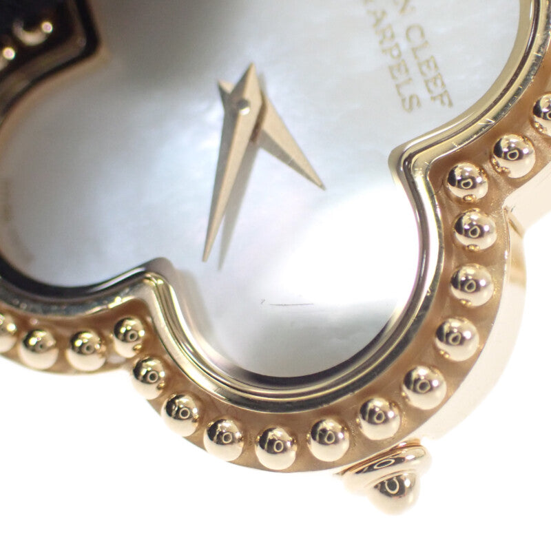 ヴァンクリーフ&アーペル Van Cleef & Arpels アルハンブラ ウォッチ スモール VCARO40T00 腕時計 K18イエローゴールド クオーツ ホワイトシェル文字盤 レディース【中古】【ABランク】
